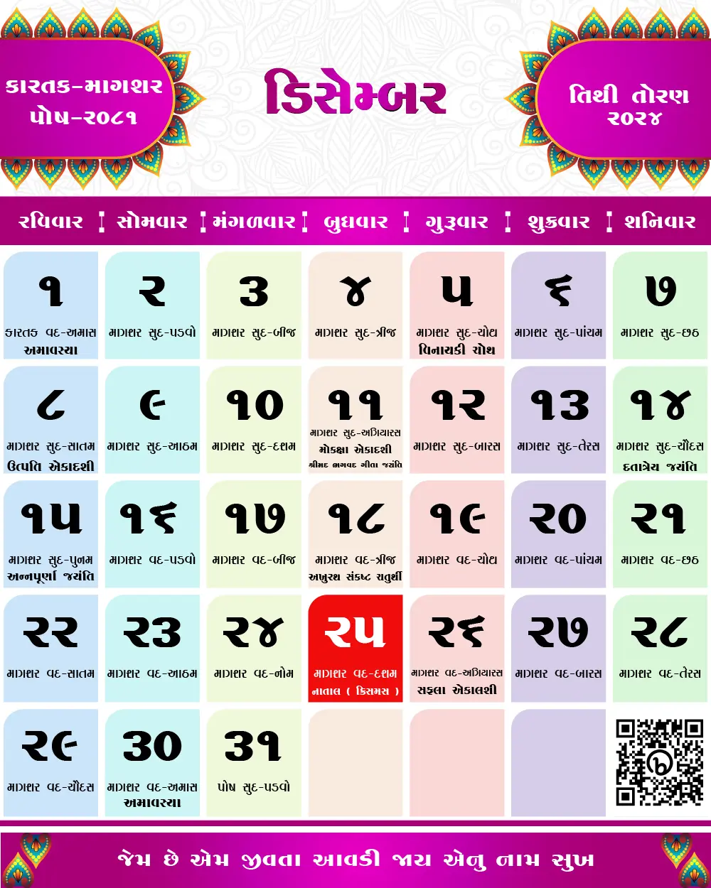 જાન્યુઆરી 2024 ના તહેવારો અને મહત્વના દિવસો | January 2024 Gujarati Calendar